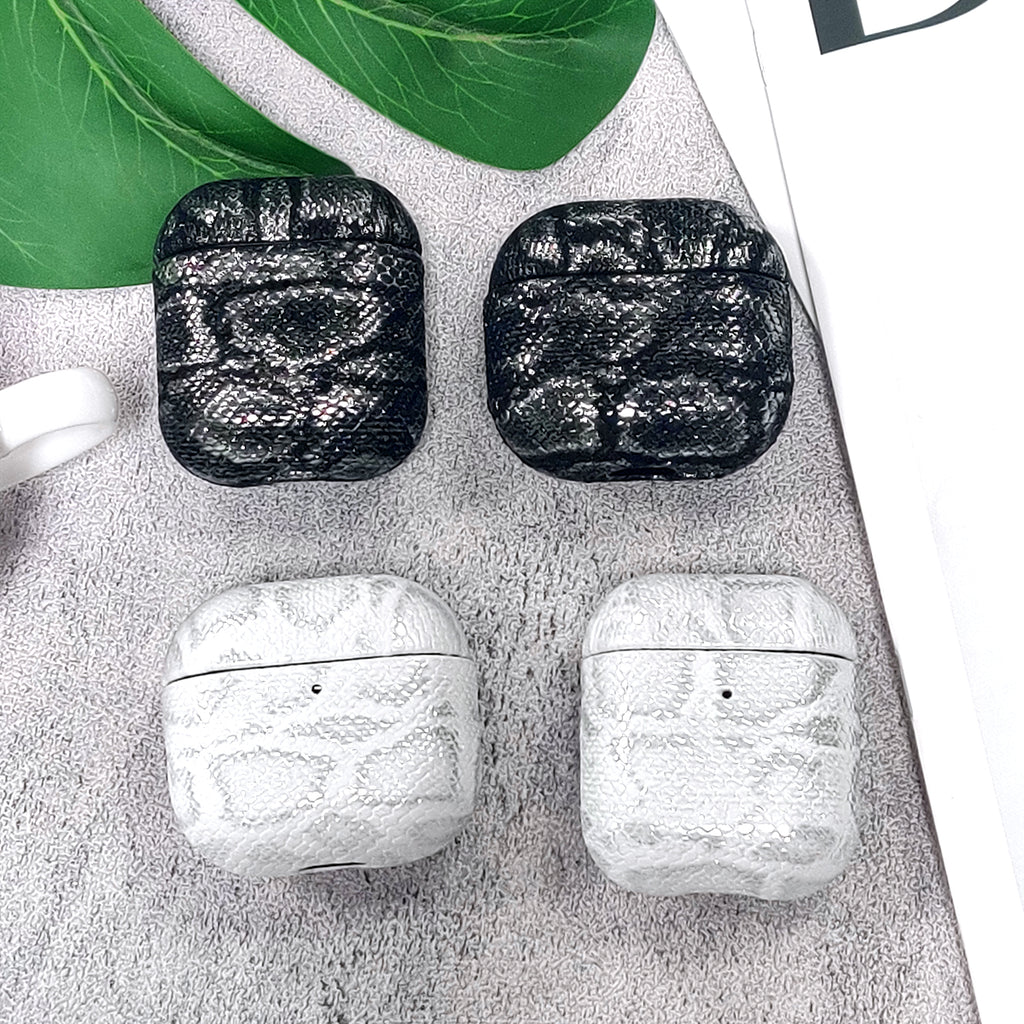 Luxury Snake Skin Leather AirPods Case - Shockproof & Scratch-Resistant Protective Cover