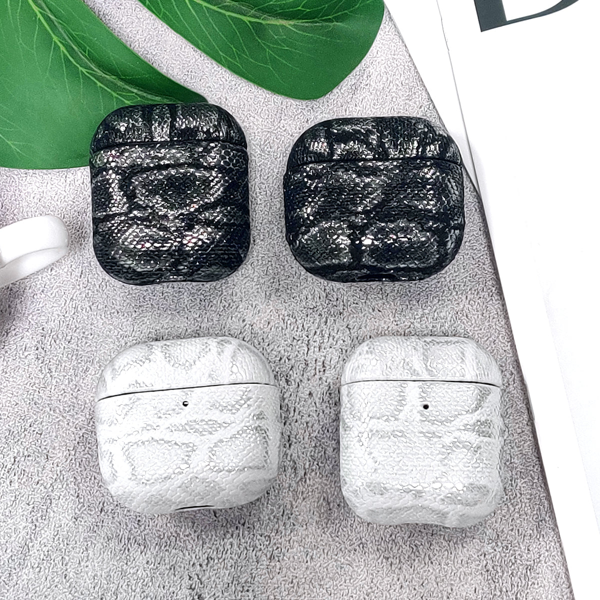 Luxury Snake Skin Leather AirPods Case - Shockproof & Scratch-Resistant Protective Cover