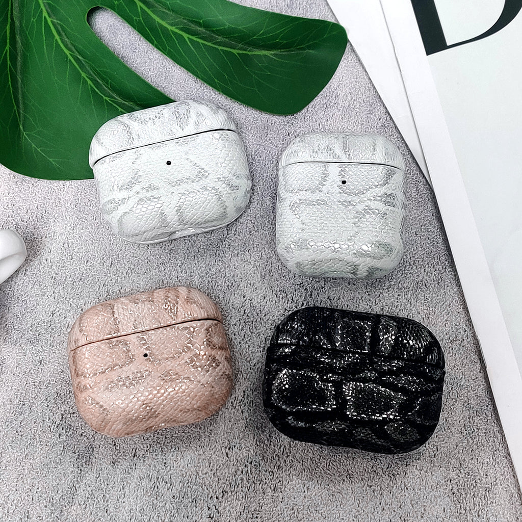 Luxury Snake Skin Leather AirPods Case - Shockproof & Scratch-Resistant Protective Cover