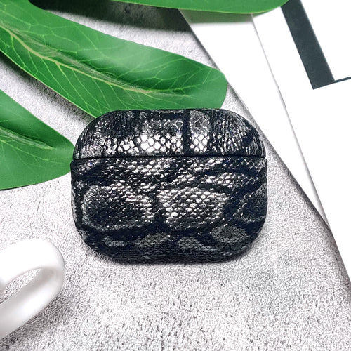 Luxury Snake Skin Leather AirPods Case - Shockproof & Scratch-Resistant Protective Cover